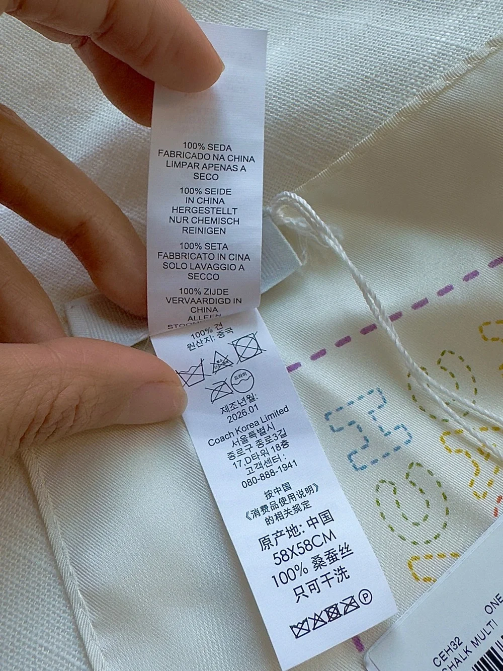 NWT 🌈 Coach Stitch Print Square Silk Bandana